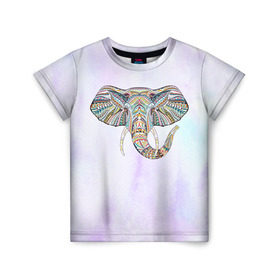 Детская футболка 3D с принтом Слон в Санкт-Петербурге, 100% гипоаллергенный полиэфир | прямой крой, круглый вырез горловины, длина до линии бедер, чуть спущенное плечо, ткань немного тянется | слон