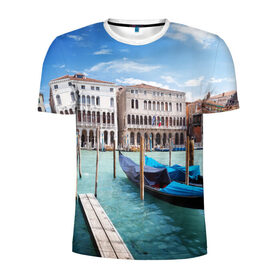 Мужская футболка 3D спортивная с принтом Италия (Венеция) в Санкт-Петербурге, 100% полиэстер с улучшенными характеристиками | приталенный силуэт, круглая горловина, широкие плечи, сужается к линии бедра | europe | italy | venice | венеция | вода | европа | ес | италия | каникулы | лодки | отдых | отпуск | солнце | туризм
