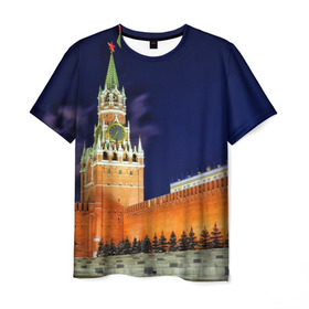 Мужская футболка 3D с принтом Кремль в Санкт-Петербурге, 100% полиэфир | прямой крой, круглый вырез горловины, длина до линии бедер | moscow | russia | гордость | кремль | москва | отечество | родина | россия | столица