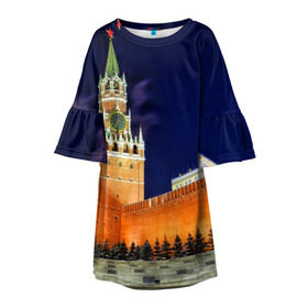 Детское платье 3D с принтом Кремль в Санкт-Петербурге, 100% полиэстер | прямой силуэт, чуть расширенный к низу. Круглая горловина, на рукавах — воланы | moscow | russia | гордость | кремль | москва | отечество | родина | россия | столица