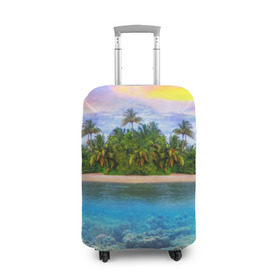 Чехол для чемодана 3D с принтом Мальдивы в Санкт-Петербурге, 86% полиэфир, 14% спандекс | двустороннее нанесение принта, прорези для ручек и колес | загар | каникулы | мальдивские острова | мальдивы | отдых | отпуск | пляж | приключения | солнце | туризм