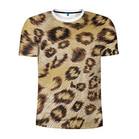 Мужская футболка 3D спортивная с принтом Леопардовая ткань в Санкт-Петербурге, 100% полиэстер с улучшенными характеристиками | приталенный силуэт, круглая горловина, широкие плечи, сужается к линии бедра | гепард | гламур | леопард | мода | пятна | роскошь | ткань | точки | шерсть