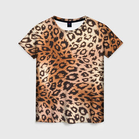 Женская футболка 3D с принтом Леопардовая шкура в Санкт-Петербурге, 100% полиэфир ( синтетическое хлопкоподобное полотно) | прямой крой, круглый вырез горловины, длина до линии бедер | гепард | гламур | леопард | мода | роскошь | шерсть