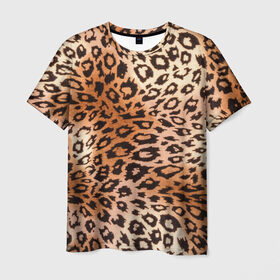 Мужская футболка 3D с принтом Леопардовая шкура в Санкт-Петербурге, 100% полиэфир | прямой крой, круглый вырез горловины, длина до линии бедер | Тематика изображения на принте: гепард | гламур | леопард | мода | роскошь | шерсть