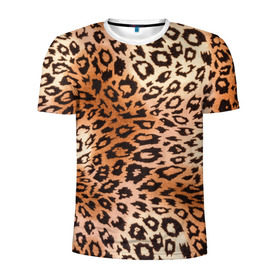 Мужская футболка 3D спортивная с принтом Леопардовая шкура в Санкт-Петербурге, 100% полиэстер с улучшенными характеристиками | приталенный силуэт, круглая горловина, широкие плечи, сужается к линии бедра | Тематика изображения на принте: гепард | гламур | леопард | мода | роскошь | шерсть