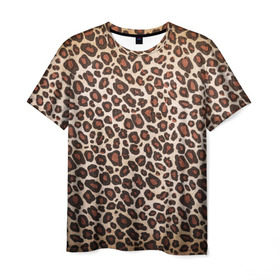 Мужская футболка 3D с принтом Шкура гепарда в Санкт-Петербурге, 100% полиэфир | прямой крой, круглый вырез горловины, длина до линии бедер | гепард | гламур | леопард | мода | пятна | роскошь | ткань | точки | шерсть
