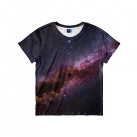 Детская футболка 3D с принтом Млечный путь в Санкт-Петербурге, 100% гипоаллергенный полиэфир | прямой крой, круглый вырез горловины, длина до линии бедер, чуть спущенное плечо, ткань немного тянется | вселенная | галактика | звёзды | космическое пространство | космос | созвездие