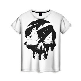 Женская футболка 3D с принтом Sea of Thieves в Санкт-Петербурге, 100% полиэфир ( синтетическое хлопкоподобное полотно) | прямой крой, круглый вырез горловины, длина до линии бедер | of | pirat | sea | thieves | пират | череп
