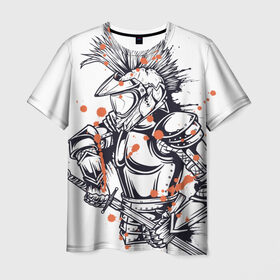 Мужская футболка 3D с принтом Панк в доспехах в Санкт-Петербурге, 100% полиэфир | прямой крой, круглый вырез горловины, длина до линии бедер | меч | мотоцикл | новинки | панк | прикольные | рыцарь