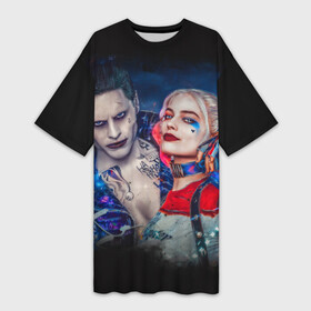 Платье-футболка 3D с принтом Харли и Джокер в Санкт-Петербурге,  |  | harley quinn | suicide squad | the joker | джокер | харли квинн