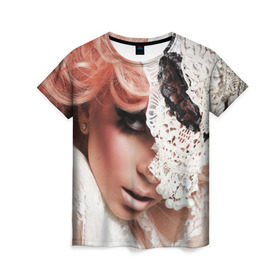 Женская футболка 3D с принтом Lady Gaga в Санкт-Петербурге, 100% полиэфир ( синтетическое хлопкоподобное полотно) | прямой крой, круглый вырез горловины, длина до линии бедер | lady gaga | звезда | знаменитость | леди гага | музыка | певица