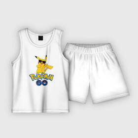 Детская пижама с шортами хлопок с принтом Pokemon GO в Санкт-Петербурге,  |  | pikachu | pokeball | доллар | золото | пикачу | покеболл | покемон