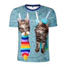 Мужская футболка 3D спортивная с принтом Мейн-кун 1 в Санкт-Петербурге, 100% полиэстер с улучшенными характеристиками | приталенный силуэт, круглая горловина, широкие плечи, сужается к линии бедра | кот | котенок | котик | котэ | кошка | мейн кун | мейнкун | мэйн кун | мэйнкун