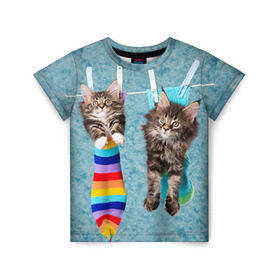 Детская футболка 3D с принтом Мейн-кун 1 в Санкт-Петербурге, 100% гипоаллергенный полиэфир | прямой крой, круглый вырез горловины, длина до линии бедер, чуть спущенное плечо, ткань немного тянется | кот | котенок | котик | котэ | кошка | мейн кун | мейнкун | мэйн кун | мэйнкун