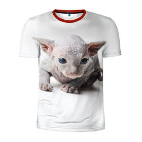 Мужская футболка 3D спортивная с принтом Сфинкс 1 в Санкт-Петербурге, 100% полиэстер с улучшенными характеристиками | приталенный силуэт, круглая горловина, широкие плечи, сужается к линии бедра | Тематика изображения на принте: кот | котенок | котик | котэ | кошка | сфинкс
