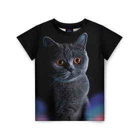 Детская футболка 3D с принтом Британец 1 в Санкт-Петербурге, 100% гипоаллергенный полиэфир | прямой крой, круглый вырез горловины, длина до линии бедер, чуть спущенное плечо, ткань немного тянется | британец | британская | британцы | кот | котенок | котик | котэ | кошка
