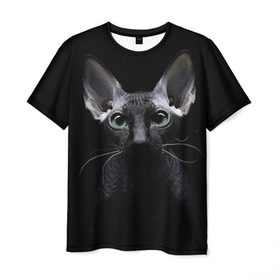 Мужская футболка 3D с принтом Сфинкс 2 в Санкт-Петербурге, 100% полиэфир | прямой крой, круглый вырез горловины, длина до линии бедер | кот | котенок | котик | котэ | кошка | сфинкс
