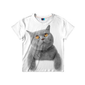 Детская футболка 3D с принтом Британец 2 в Санкт-Петербурге, 100% гипоаллергенный полиэфир | прямой крой, круглый вырез горловины, длина до линии бедер, чуть спущенное плечо, ткань немного тянется | Тематика изображения на принте: британец | британская | британцы | кот | котенок | котик | котэ | кошка