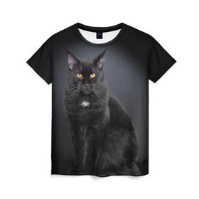 Женская футболка 3D с принтом Мейн-кун 3 в Санкт-Петербурге, 100% полиэфир ( синтетическое хлопкоподобное полотно) | прямой крой, круглый вырез горловины, длина до линии бедер | кот | котенок | котик | котэ | кошка | мейн кун | мейнкун | мэйн кун | мэйнкун