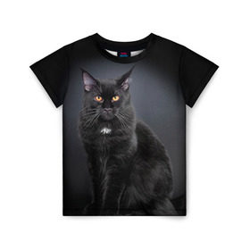 Детская футболка 3D с принтом Мейн-кун 3 в Санкт-Петербурге, 100% гипоаллергенный полиэфир | прямой крой, круглый вырез горловины, длина до линии бедер, чуть спущенное плечо, ткань немного тянется | Тематика изображения на принте: кот | котенок | котик | котэ | кошка | мейн кун | мейнкун | мэйн кун | мэйнкун