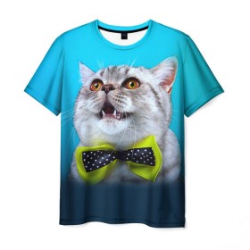 Мужская футболка 3D с принтом Британец 3 в Санкт-Петербурге, 100% полиэфир | прямой крой, круглый вырез горловины, длина до линии бедер | британец | британская | британцы | кот | котенок | котик | котэ | кошка