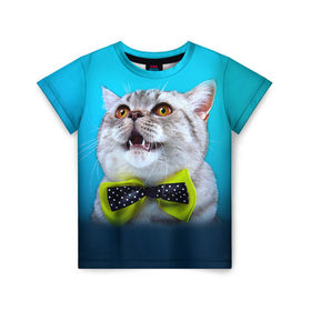 Детская футболка 3D с принтом Британец 3 в Санкт-Петербурге, 100% гипоаллергенный полиэфир | прямой крой, круглый вырез горловины, длина до линии бедер, чуть спущенное плечо, ткань немного тянется | британец | британская | британцы | кот | котенок | котик | котэ | кошка