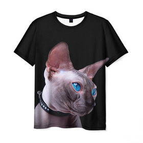 Мужская футболка 3D с принтом Сфинкс 6 в Санкт-Петербурге, 100% полиэфир | прямой крой, круглый вырез горловины, длина до линии бедер | Тематика изображения на принте: кот | котенок | котик | котэ | кошка | сфинкс