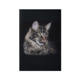 Обложка для паспорта матовая кожа с принтом Мейн-кун 5 в Санкт-Петербурге, натуральная матовая кожа | размер 19,3 х 13,7 см; прозрачные пластиковые крепления | кот | котенок | котик | котэ | кошка | мейн кун | мейнкун | мэйн кун | мэйнкун