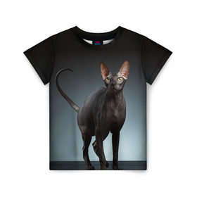 Детская футболка 3D с принтом Сфинкс 7 в Санкт-Петербурге, 100% гипоаллергенный полиэфир | прямой крой, круглый вырез горловины, длина до линии бедер, чуть спущенное плечо, ткань немного тянется | кот | котенок | котик | котэ | кошка | сфинкс