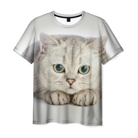 Мужская футболка 3D с принтом Британец 6 в Санкт-Петербурге, 100% полиэфир | прямой крой, круглый вырез горловины, длина до линии бедер | британец | британская | британцы | кот | котенок | котик | котэ | кошка