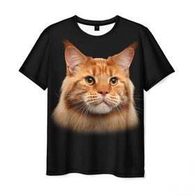 Мужская футболка 3D с принтом Мейн-кун 6 в Санкт-Петербурге, 100% полиэфир | прямой крой, круглый вырез горловины, длина до линии бедер | Тематика изображения на принте: кот | котенок | котик | котэ | кошка | мейн кун | мейнкун | мэйн кун | мэйнкун