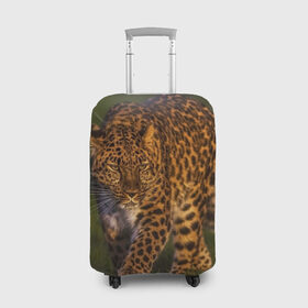 Чехол для чемодана 3D с принтом Дальневосточный леопард в Санкт-Петербурге, 86% полиэфир, 14% спандекс | двустороннее нанесение принта, прорези для ручек и колес | дикая кошка | леопард | природа | хищник