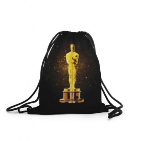 Рюкзак-мешок 3D с принтом Оскар в Санкт-Петербурге, 100% полиэстер | плотность ткани — 200 г/м2, размер — 35 х 45 см; лямки — толстые шнурки, застежка на шнуровке, без карманов и подкладки | американская киноакадемия | золото | кинематограф | кино | кинофестиваль | награда | премия оскар