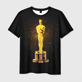 Мужская футболка 3D с принтом Оскар в Санкт-Петербурге, 100% полиэфир | прямой крой, круглый вырез горловины, длина до линии бедер | американская киноакадемия | золото | кинематограф | кино | кинофестиваль | награда | премия оскар