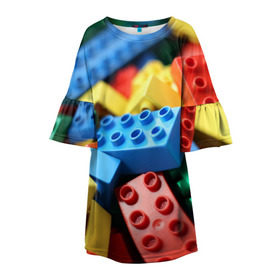 Детское платье 3D с принтом Лего в Санкт-Петербурге, 100% полиэстер | прямой силуэт, чуть расширенный к низу. Круглая горловина, на рукавах — воланы | lego | дети