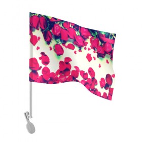 Флаг для автомобиля с принтом Розовые розы в Санкт-Петербурге, 100% полиэстер | Размер: 30*21 см | лепестки | цветы