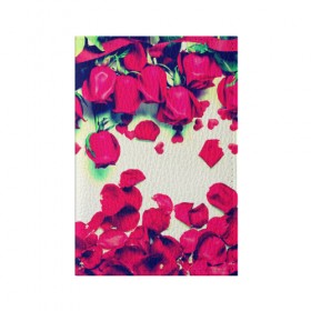 Обложка для паспорта матовая кожа с принтом Розовые розы в Санкт-Петербурге, натуральная матовая кожа | размер 19,3 х 13,7 см; прозрачные пластиковые крепления | лепестки | цветы