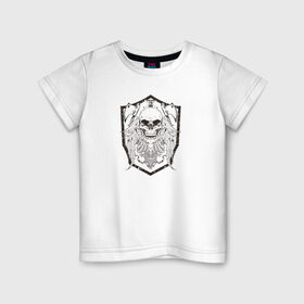 Детская футболка хлопок с принтом Череп с топором в Санкт-Петербурге, 100% хлопок | круглый вырез горловины, полуприлегающий силуэт, длина до линии бедер | Тематика изображения на принте: skull | skulls | кости | скеле | череп