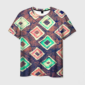 Мужская футболка 3D с принтом Геометрические в Санкт-Петербурге, 100% полиэфир | прямой крой, круглый вырез горловины, длина до линии бедер | паттерн | разноцветный | ромбы
