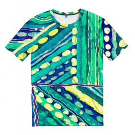 Мужская футболка 3D с принтом Этника рисунок в Санкт-Петербурге, 100% полиэфир | прямой крой, круглый вырез горловины, длина до линии бедер | зеленый | орнамент | этно