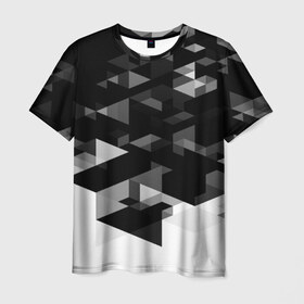 Мужская футболка 3D с принтом Trianse в Санкт-Петербурге, 100% полиэфир | прямой крой, круглый вырез горловины, длина до линии бедер | Тематика изображения на принте: полигоны | текстура | треугольники