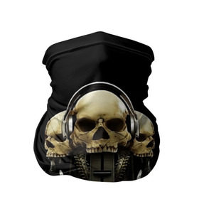 Бандана-труба 3D с принтом DJ череп в Санкт-Петербурге, 100% полиэстер, ткань с особыми свойствами — Activecool | плотность 150‒180 г/м2; хорошо тянется, но сохраняет форму | dj | music | диджей | клуб | музыка | наушники | череп