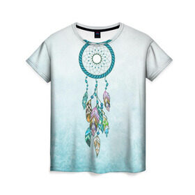 Женская футболка 3D с принтом Ловец снов в Санкт-Петербурге, 100% полиэфир ( синтетическое хлопкоподобное полотно) | прямой крой, круглый вырез горловины, длина до линии бедер | dreamcatcher | индейцы | ловец снов | перья | трибал | этника | этно
