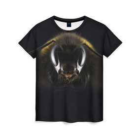 Женская футболка 3D с принтом Пчела в Санкт-Петербурге, 100% полиэфир ( синтетическое хлопкоподобное полотно) | прямой крой, круглый вырез горловины, длина до линии бедер | глаза | насекомое | оса | пчела