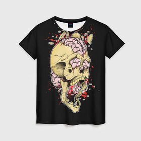 Женская футболка 3D с принтом Взрыв мозга в Санкт-Петербурге, 100% полиэфир ( синтетическое хлопкоподобное полотно) | прямой крой, круглый вырез горловины, длина до линии бедер | взрыв | дьявол | мозг | монстр | прикольные картинки | череп