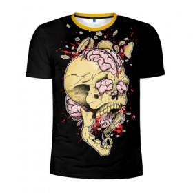Мужская футболка 3D спортивная с принтом Взрыв мозга в Санкт-Петербурге, 100% полиэстер с улучшенными характеристиками | приталенный силуэт, круглая горловина, широкие плечи, сужается к линии бедра | взрыв | дьявол | мозг | монстр | прикольные картинки | череп