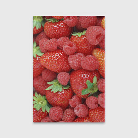 Обложка для паспорта матовая кожа с принтом Ягоды в Санкт-Петербурге, натуральная матовая кожа | размер 19,3 х 13,7 см; прозрачные пластиковые крепления | Тематика изображения на принте: десерт | еда | клубника | красный | малина | сладкое | ягоды
