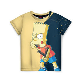 Детская футболка 3D с принтом Барт в Санкт-Петербурге, 100% гипоаллергенный полиэфир | прямой крой, круглый вырез горловины, длина до линии бедер, чуть спущенное плечо, ткань немного тянется | simpsons | барт | гомер | мардж | симпсоны