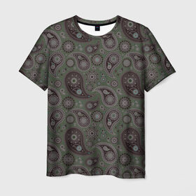 Мужская футболка 3D с принтом Paisley в Санкт-Петербурге, 100% полиэфир | прямой крой, круглый вырез горловины, длина до линии бедер | орнамент | пейсли | турецкие огурцы