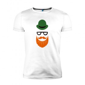 Мужская футболка премиум с принтом Хипстер в шляпе в Санкт-Петербурге, 92% хлопок, 8% лайкра | приталенный силуэт, круглый вырез ворота, длина до линии бедра, короткий рукав | 